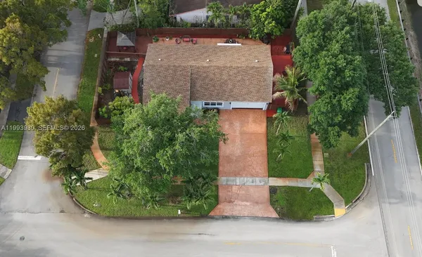 an aerial view of a house