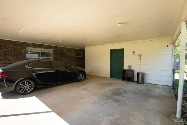 a car parked in a parking garage