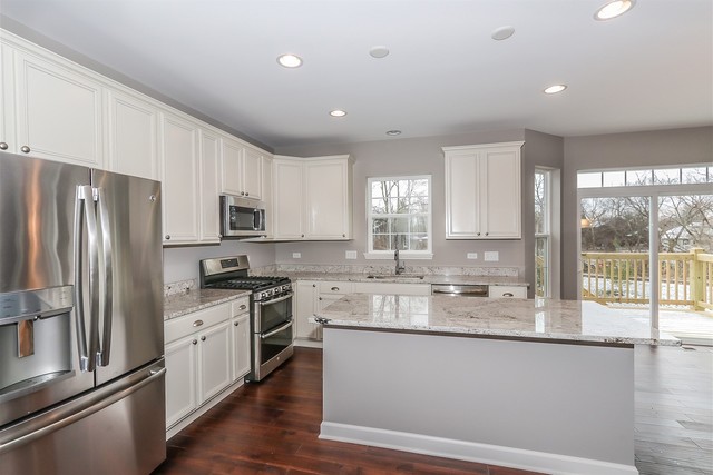 1228 Declan Court, Unit 4 Naperville, IL 60563 - Photo 11 of 32 a large kitchen with granite countertop a large window and stainless steel appliances