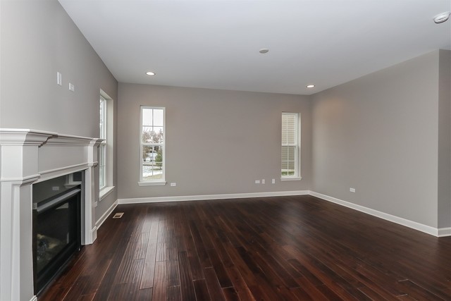 1228 Declan Court, Unit 4 Naperville, IL 60563 - Photo 5 of 32 an empty room with wooden floor fireplace and windows