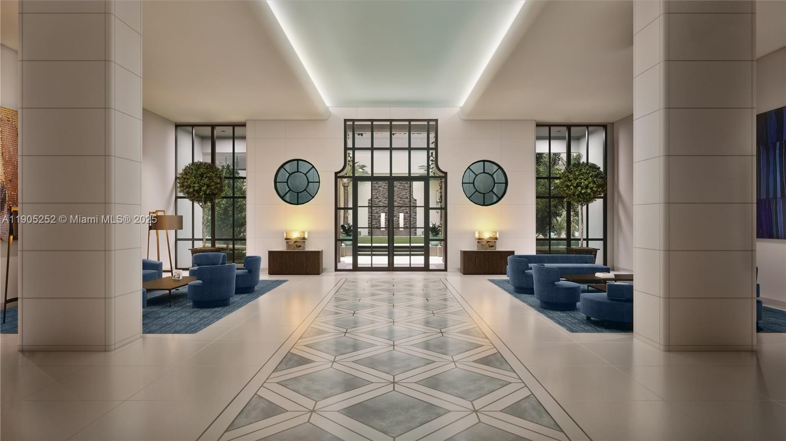 2601 Salzedo Street, Unit PH160 Coral Gables, FL 33134 - Photo 6 of 23 a living room with couches a large mirror with wooden floor