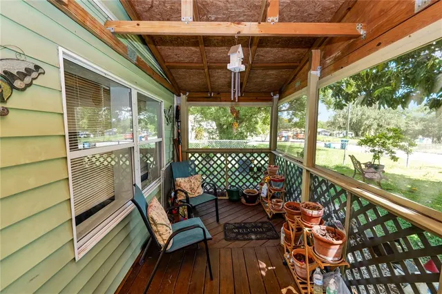 a outdoor space with wooden floor