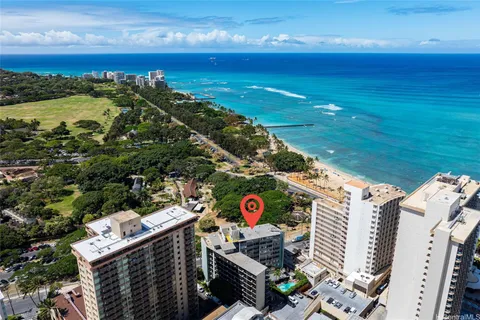 a view of a city with tall buildings