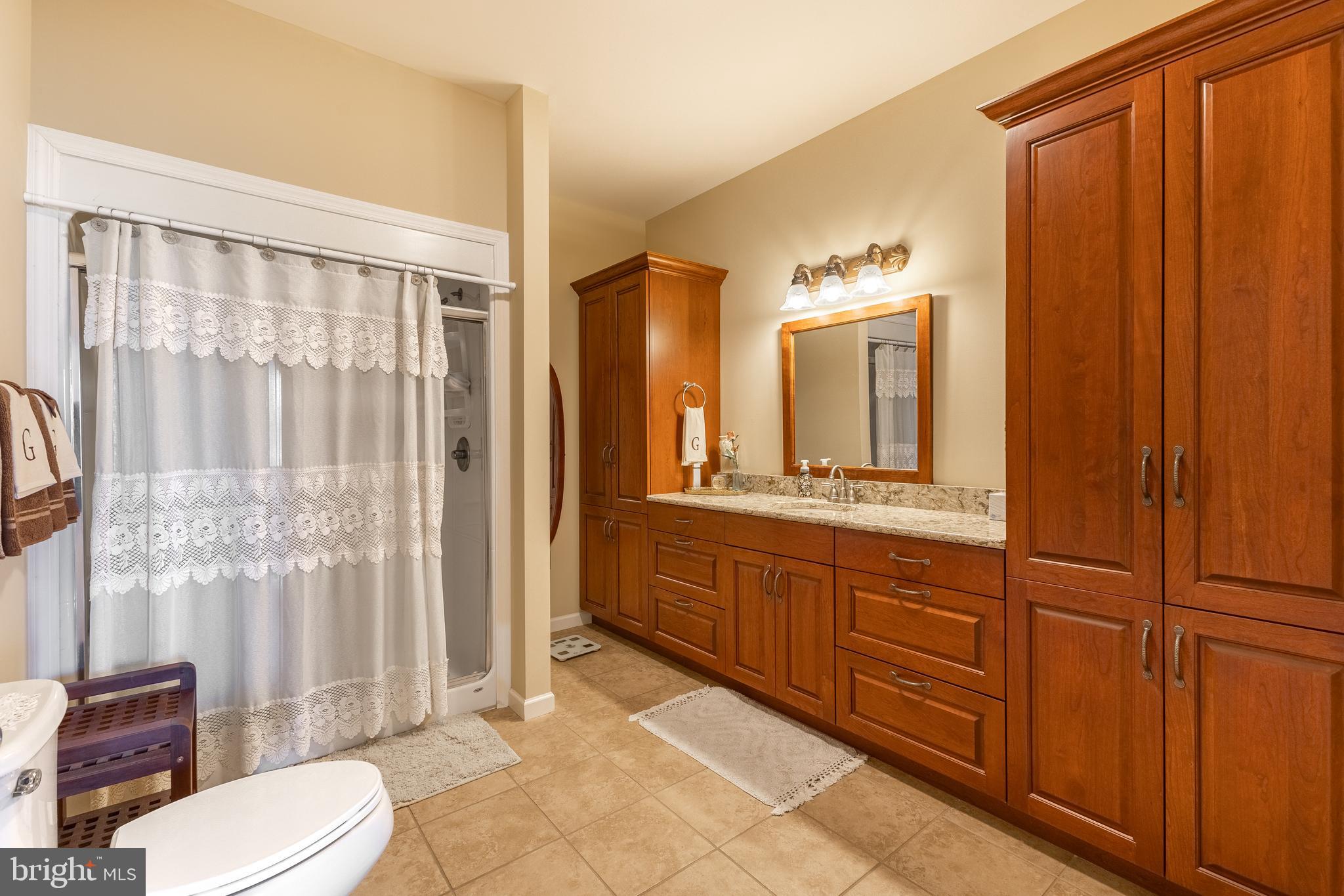 169 Quarry Street Bellefonte, PA 16823 - Photo 16 of 30 a spacious bathroom with a mirror a toilet and a shower