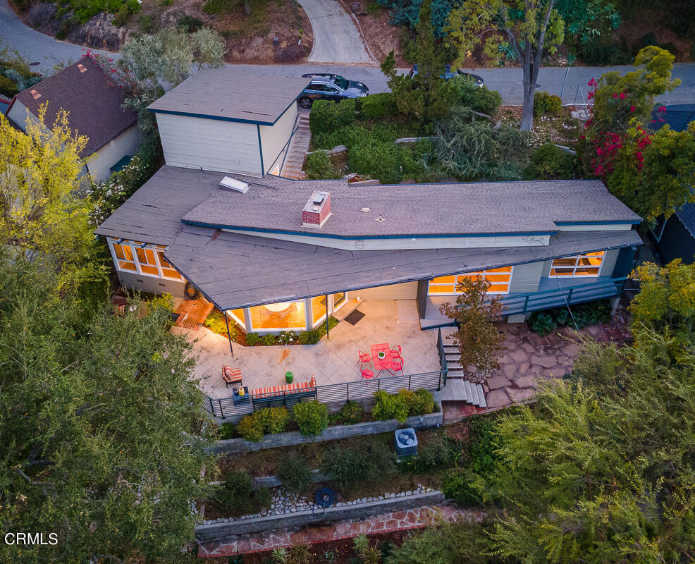 1707 Kaweah Drive Pasadena, CA 91105 - Photo 40 of 41 an aerial view of a house with a yard basket ball court and a fountain