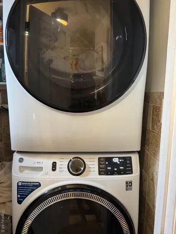 a utility room with a washer and dryer
