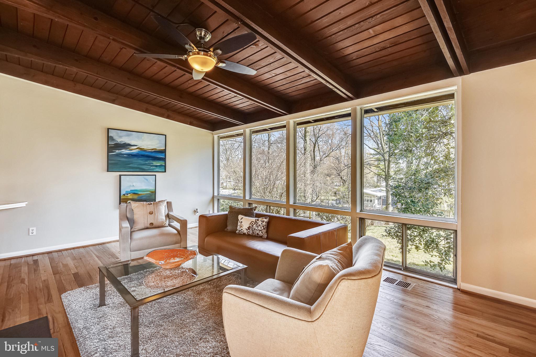 Vaulted wood ceilings throughout main level.