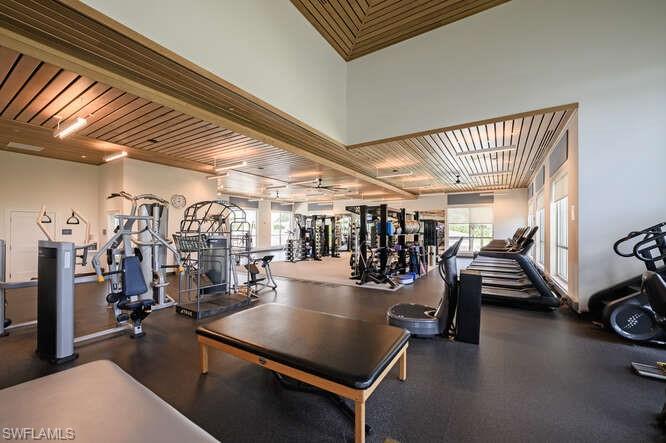 254 Edgemere Way East Naples, FL 34105 - Photo 40 of 41 Workout area featuring wooden ceiling