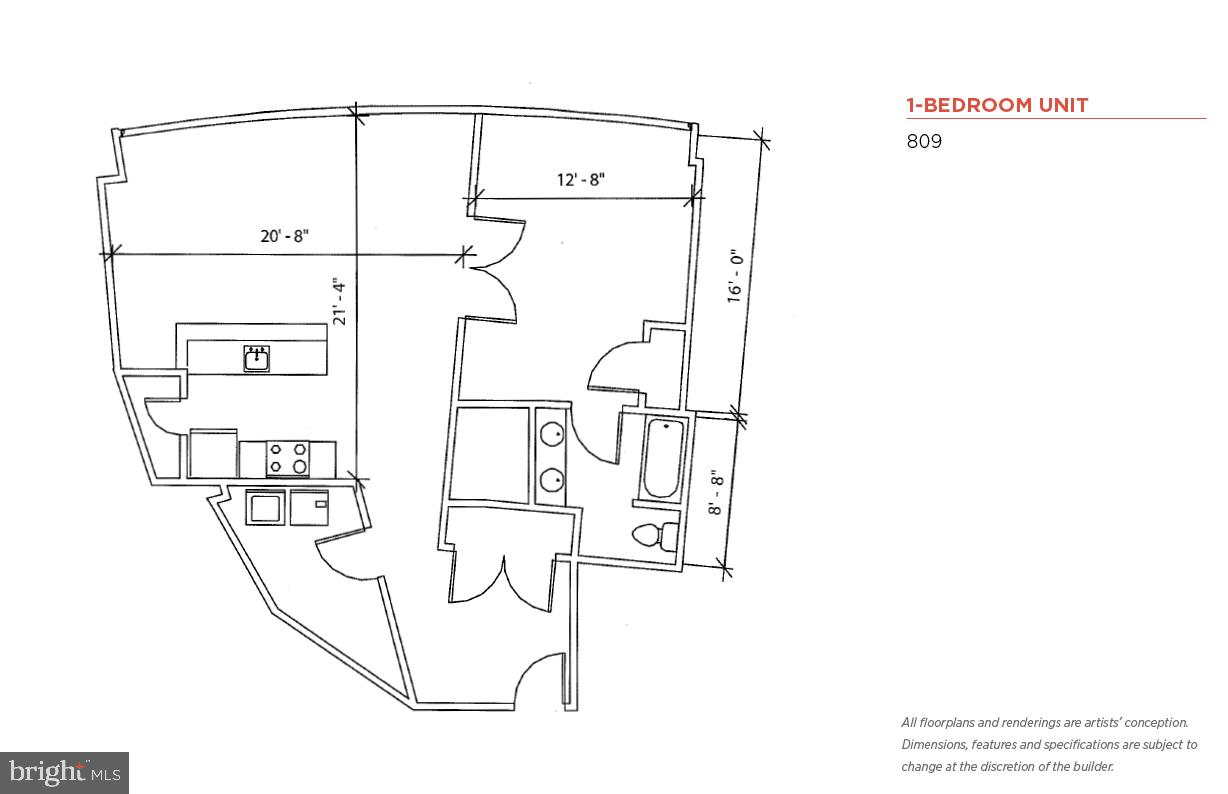 201 North 8th Street, Unit 809 Philadelphia, PA 19106 - Photo 24 of 24 a picture of a wall with a white wall