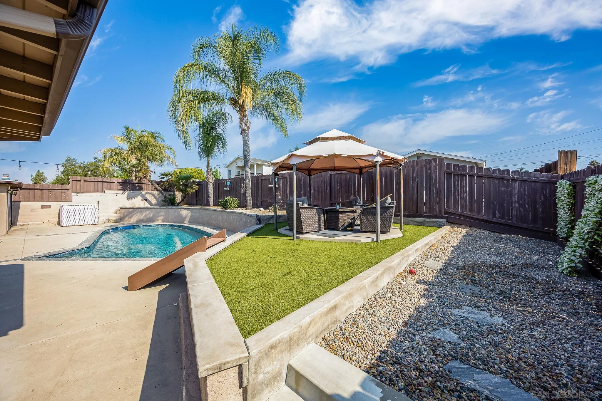 9276 Ruffin Road Santee, CA 92071 - Photo 26 of 40 a view of a backyard with swimming pool and furniture
