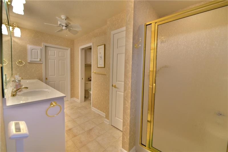 102 East Country Barn Road Houston, PA 15342 - Photo 13 of 24 Master Bathroom with Double bowl sink, walk in shower, water closet, and Walk-in Closet