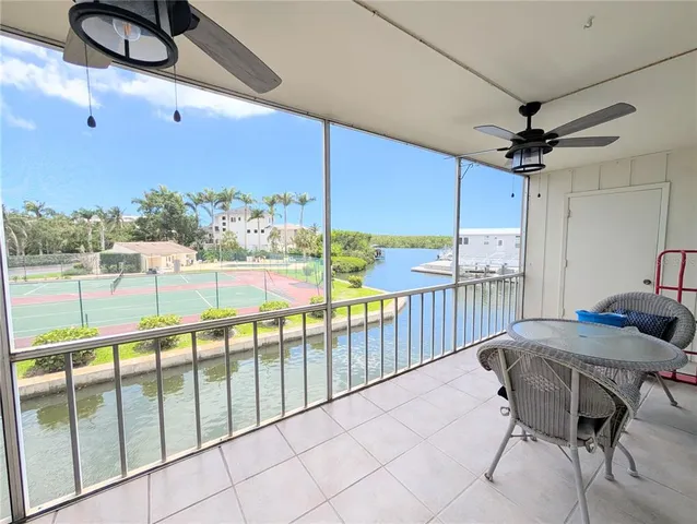a view of a balcony furniture