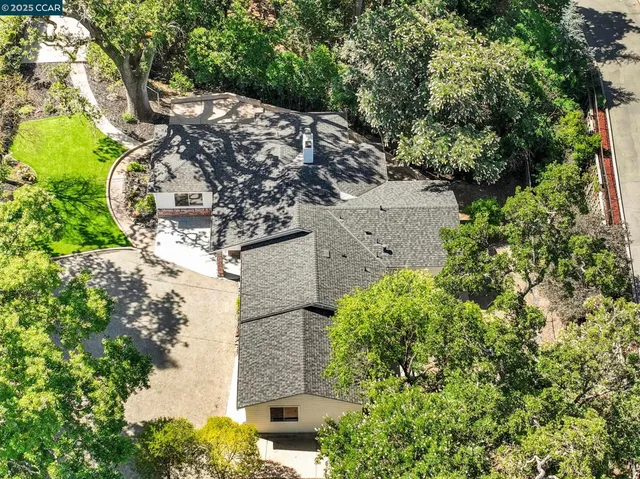 an aerial view of a house