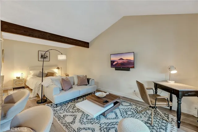 a living room with furniture and a rug