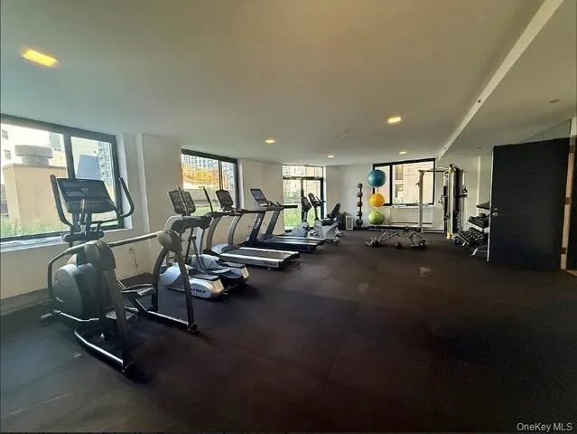 a view of a room with gym equipment