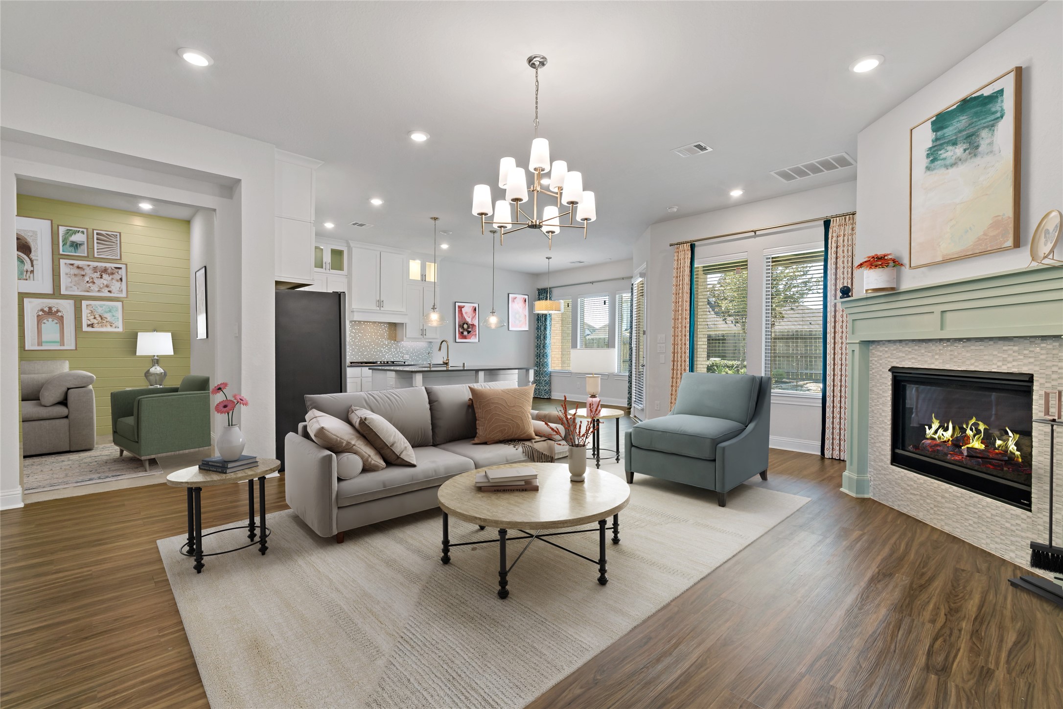 4802 Gingerwood Trace Lane Rosharon, TX 77583 - Photo 11 of 44 a living room with furniture and a fireplace