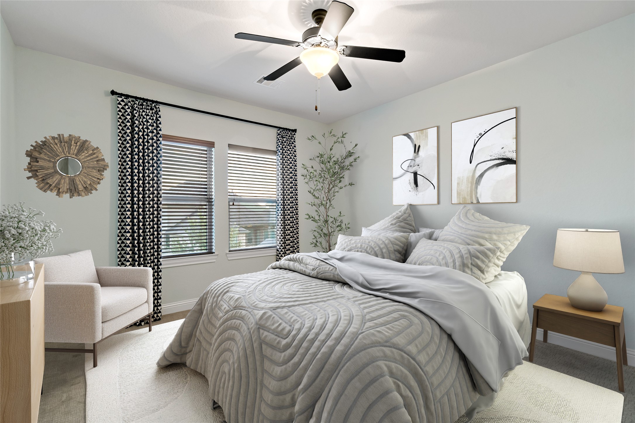 4802 Gingerwood Trace Lane Rosharon, TX 77583 - Photo 37 of 44 a bedroom with a bed and a chandelier