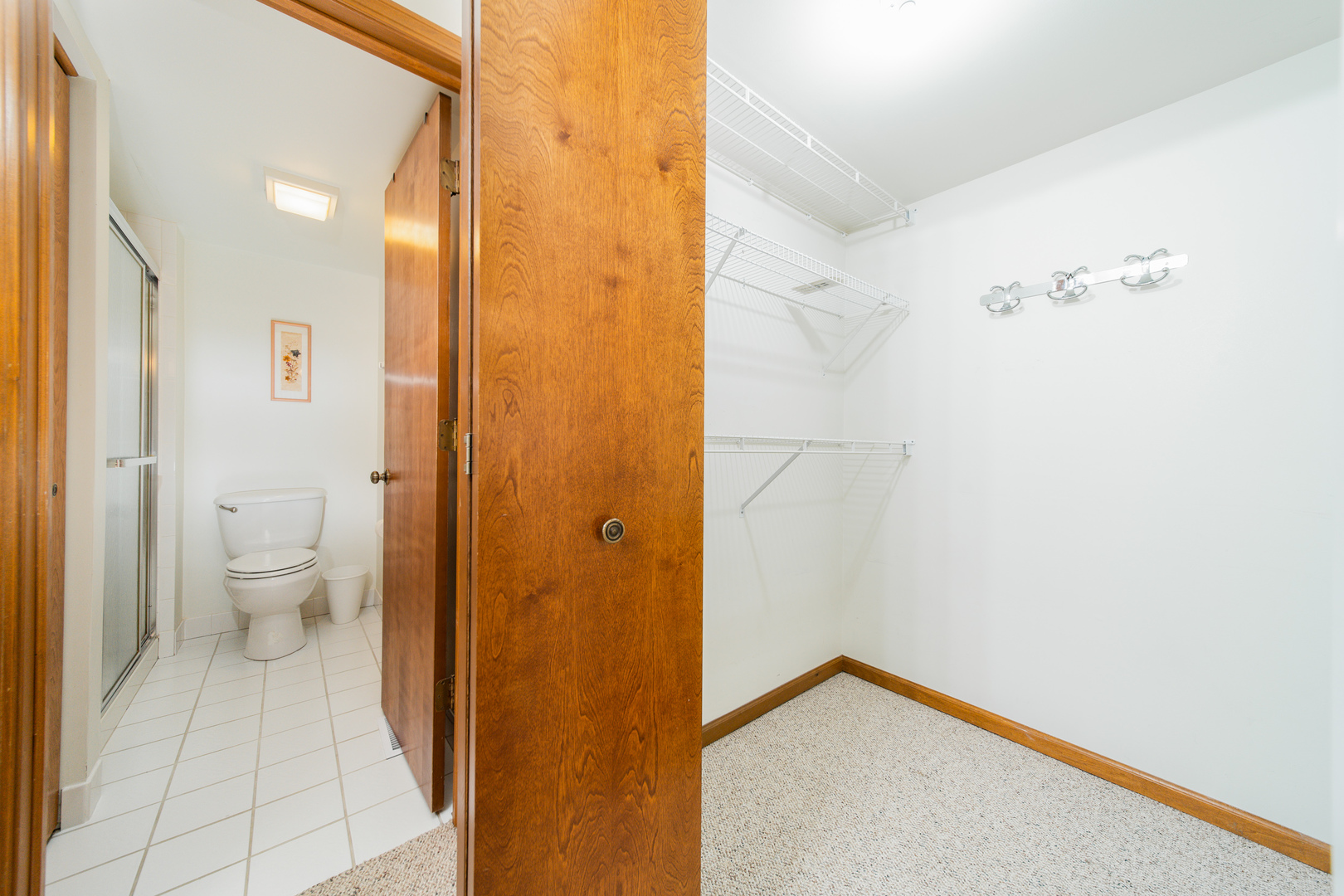 10640 Ridgeland Avenue, Unit 1C Chicago Ridge, IL 60415 - Photo 14 of 16 a bathroom with a granite countertop shower and a toilet