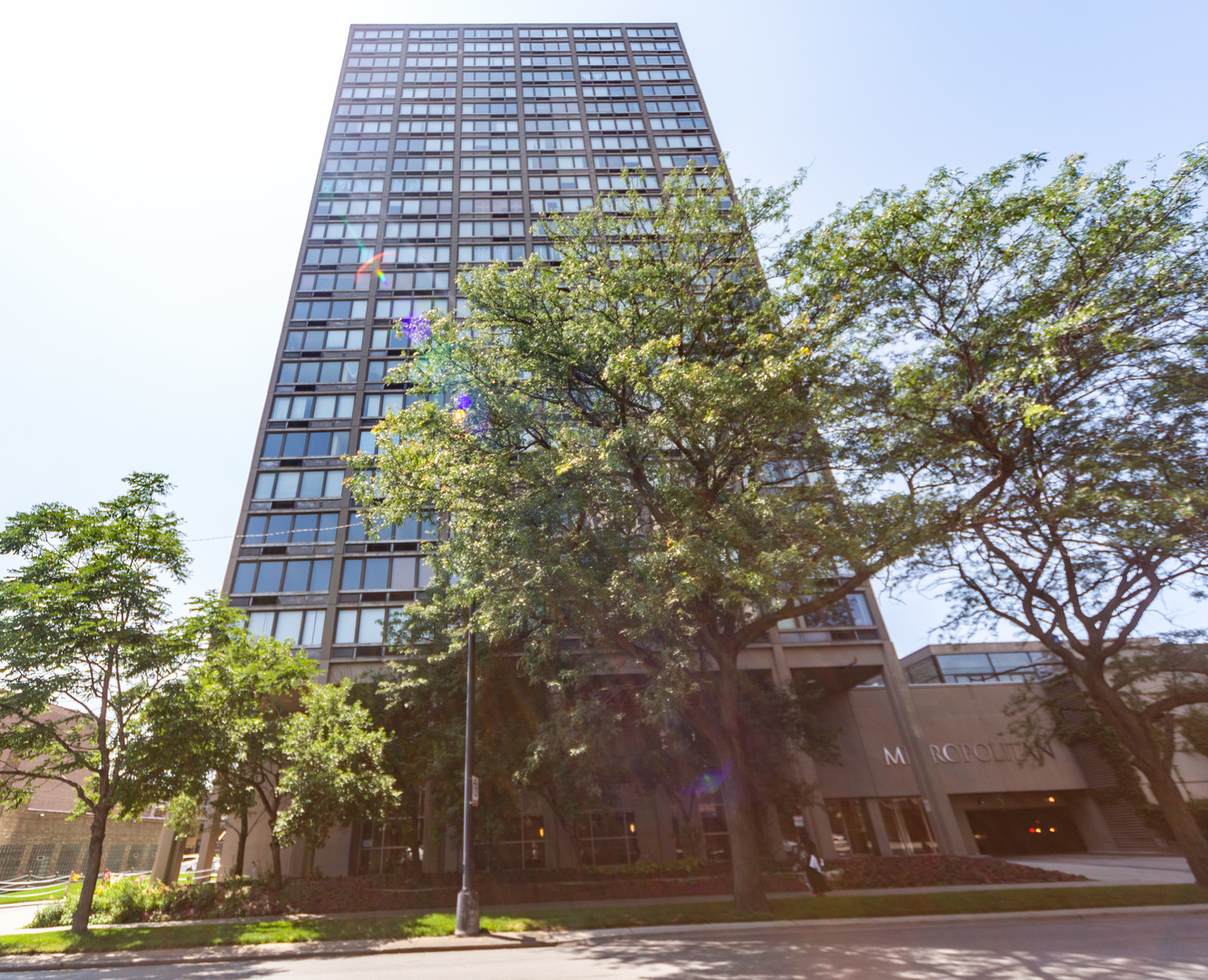 a front view of a multi story building