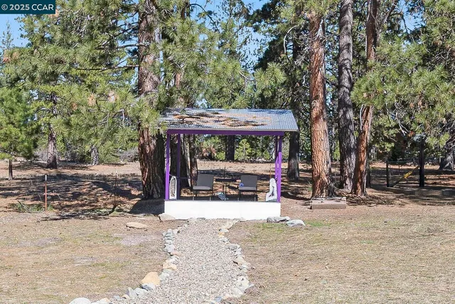 a view of a road with a building in the background