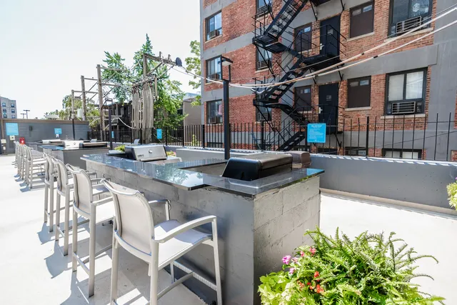 front view of a building with a yard