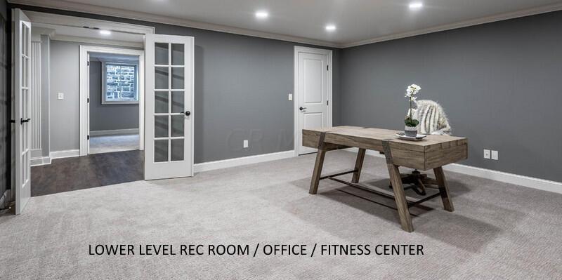 4459 Green Cook Road Johnstown, OH 43031 - Photo 79 of 103 LOWER LEVEL REC ROOM / OFFICE / FITNESS CENTER WITH FRENCH DOORS, CROWN MOLDING AND RECESSED LIGHTING