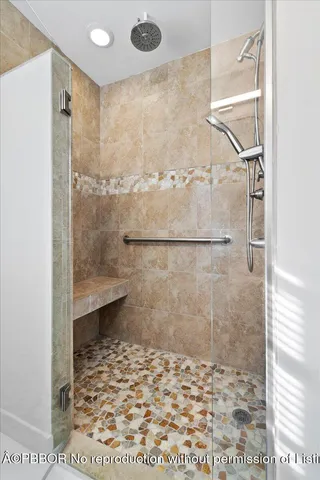a bathroom with a shower