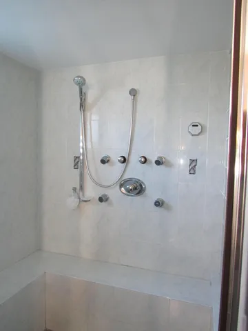 a bathroom with shower