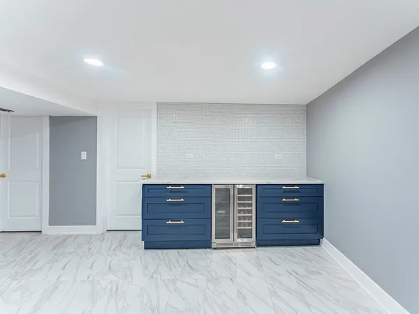 a room with furniture and cabinet