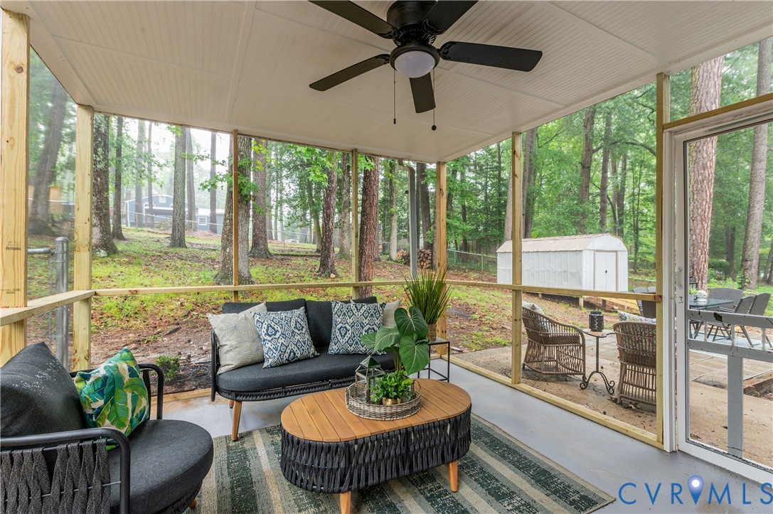 9324 Becar Road North Chesterfield, VA 23236 - Photo 33 of 33 Expansive screened porch featuring a ceiling fan,