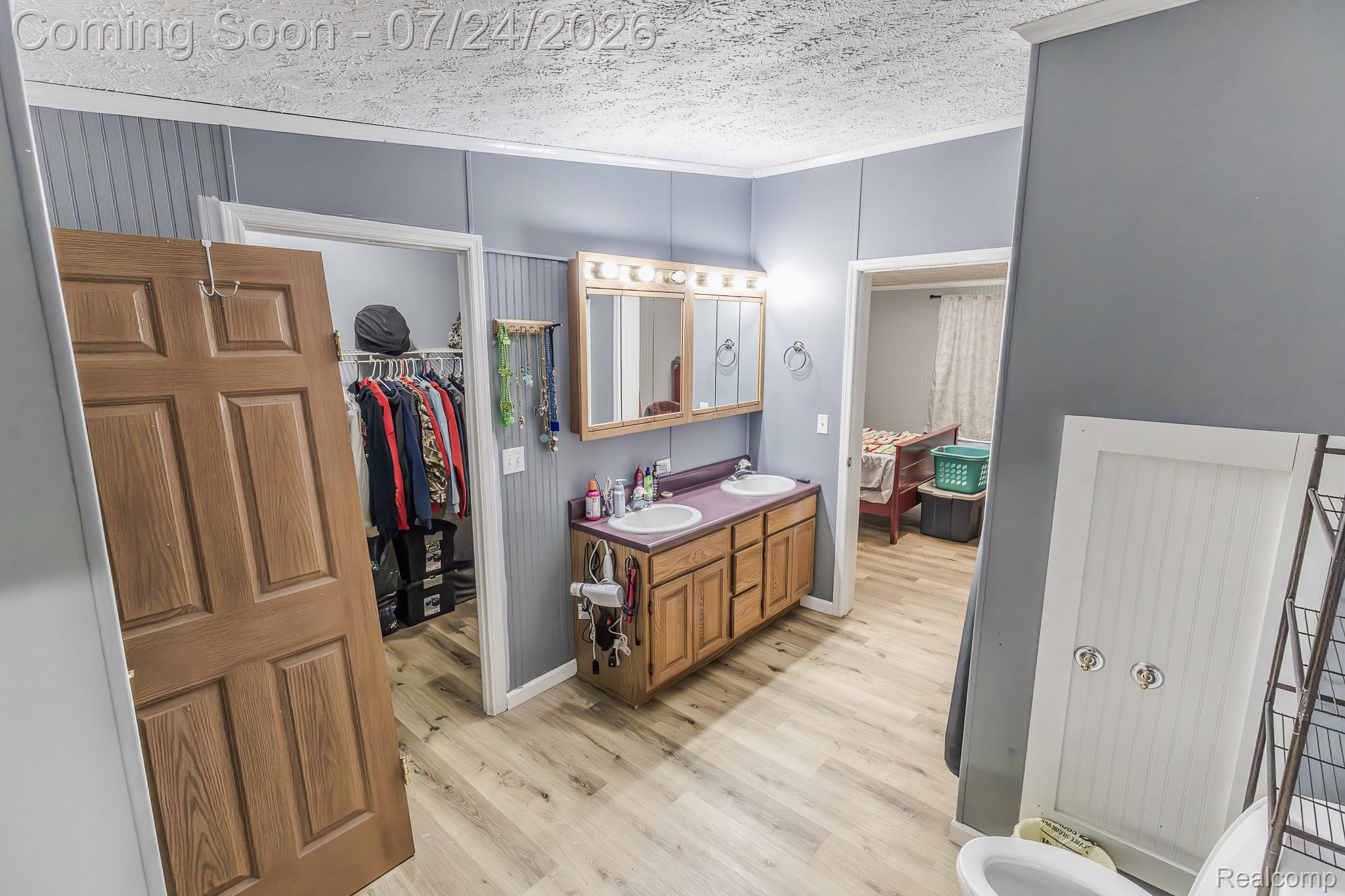 2649 Brown Road Millington, MI 48746 - Photo 11 of 14 Spacious vanity area featuring a double sink, light wood-finish cabinetry, and overhead lighting