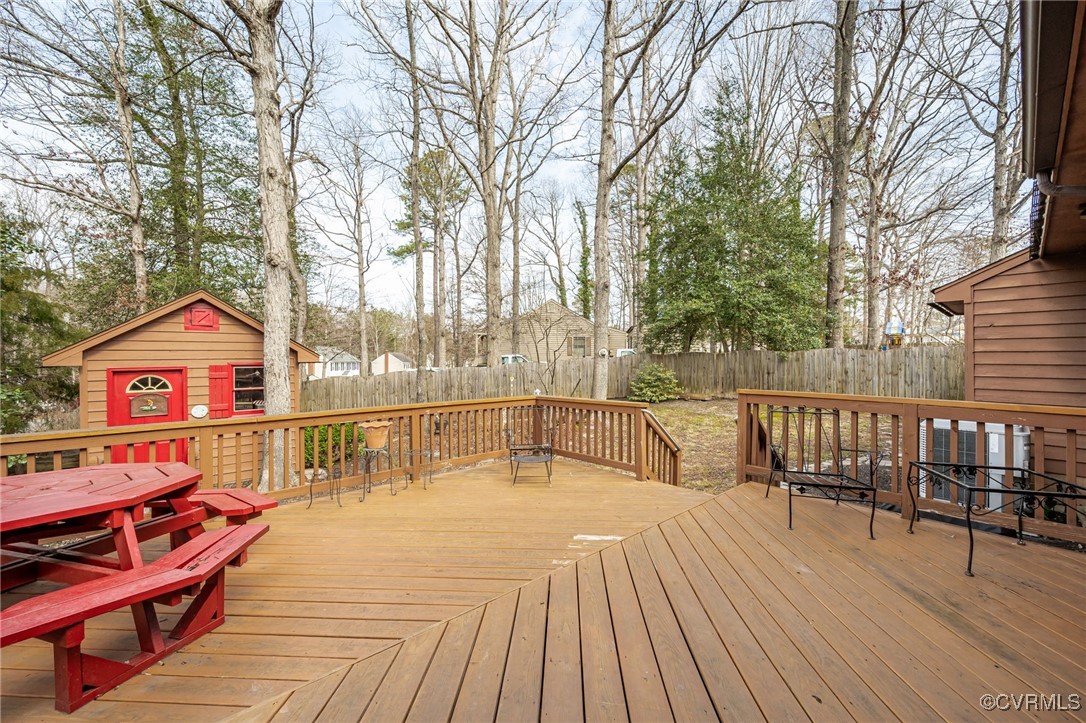 4724 Brookridge Road Chesterfield, VA 23832 - Photo 18 of 23 Wooden deck/patio with view of shed.