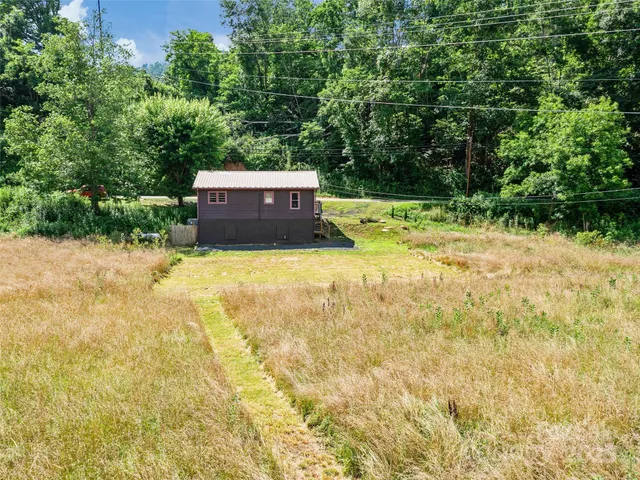 a view of a yard with trees