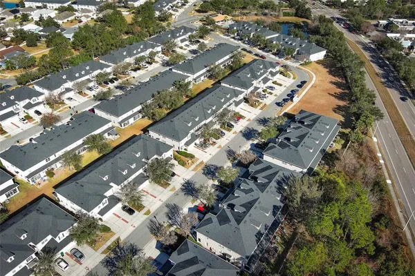 a city view with tall buildings