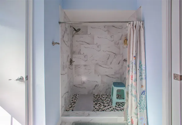 a bathroom with a shower