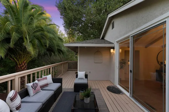 a view of a bench in the balcony