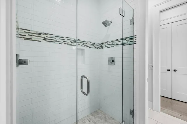 a bathroom with a shower