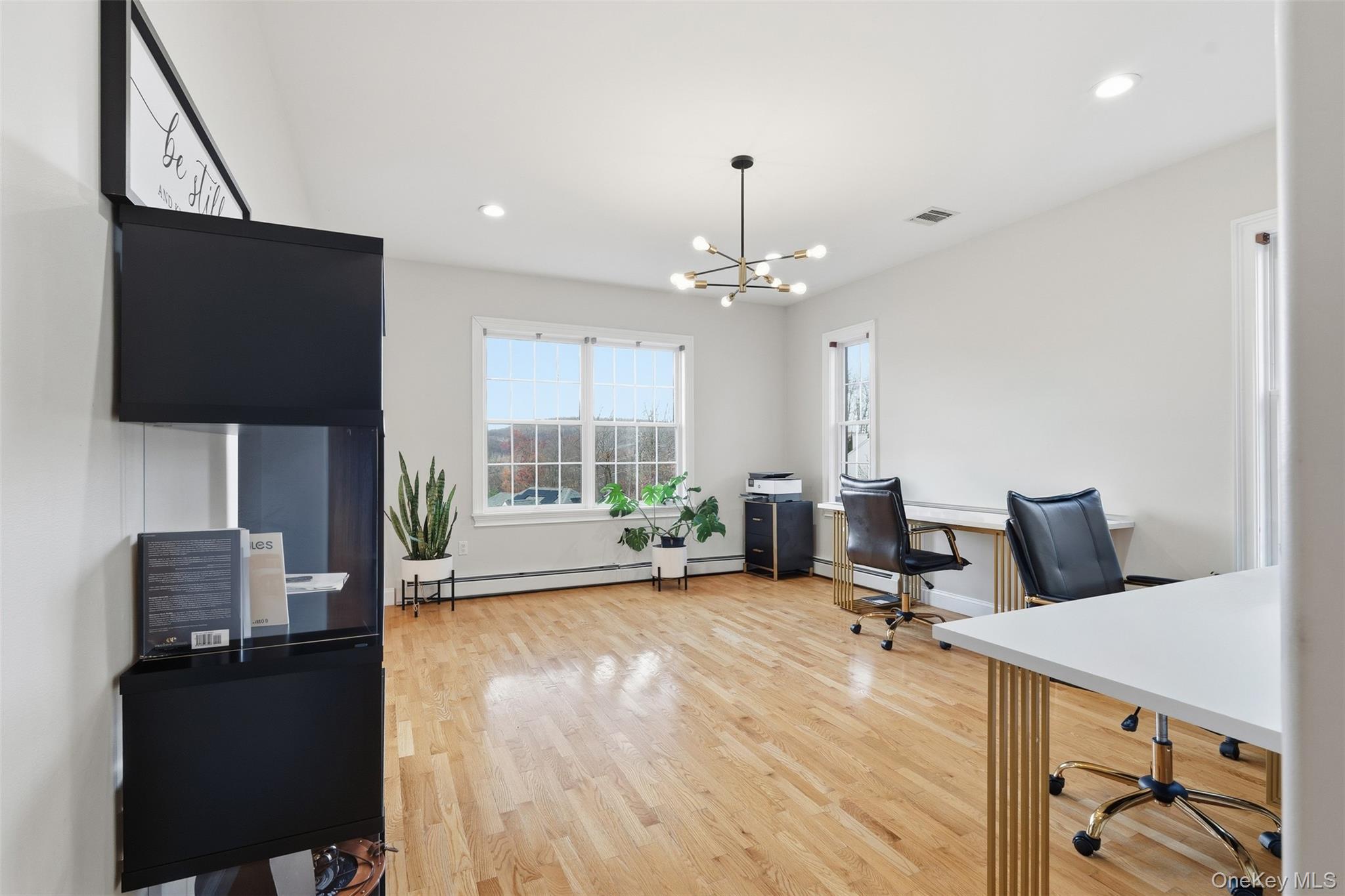 54 Pyngyp Road Stony Point, NY 10980 - Photo 12 of 28 Office space with light wood-style floors, recessed lighting, and a chandelier