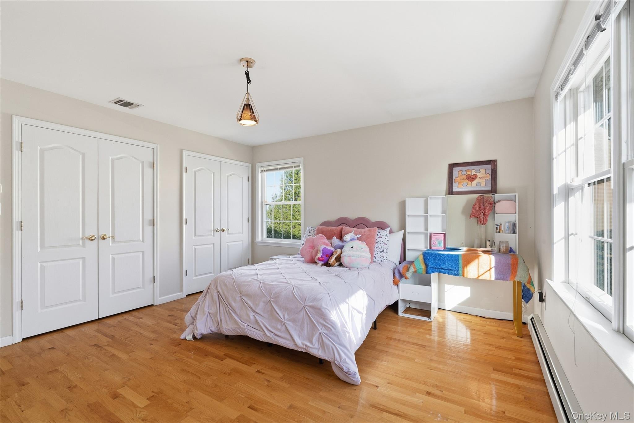 54 Pyngyp Road Stony Point, NY 10980 - Photo 25 of 28 Bedroom featuring two closets, baseboard heating, and light wood-type flooring