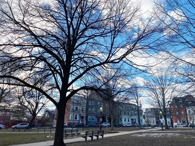 a building with trees in front of it