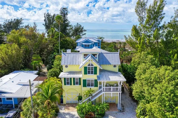 an aerial view of a house