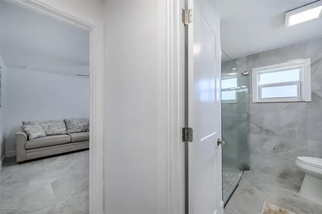 a view of back yard from a patio