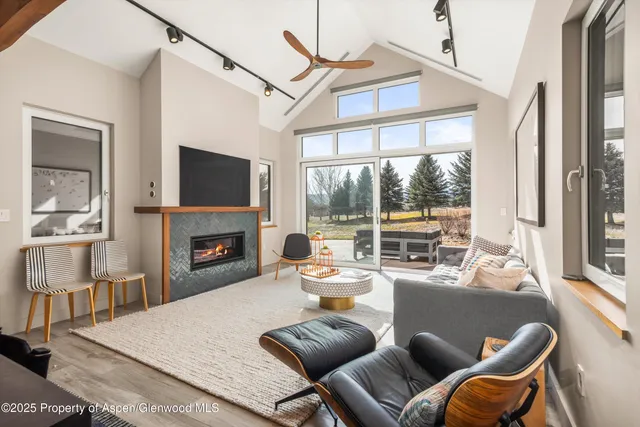 a living room with furniture