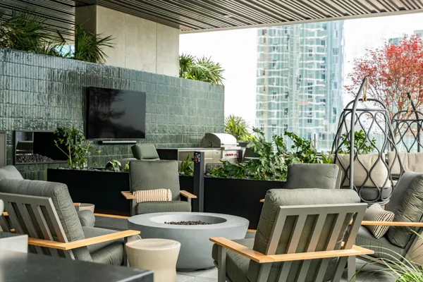 a outdoor space with furniture