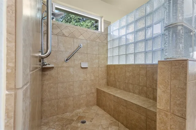 a bathroom with a shower