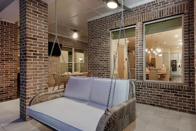 a balcony with couch