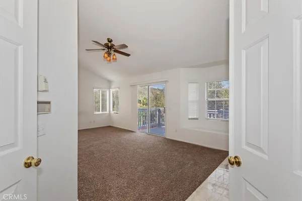 a view of a small space with a window