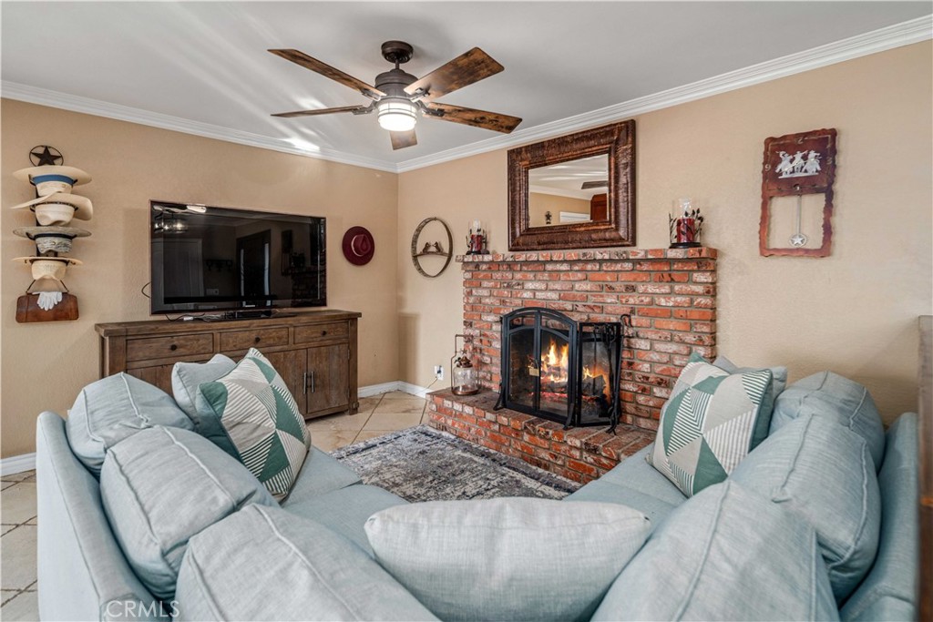 2862 Calmgarden Road Acton, CA 93510 - Photo 5 of 69 a living room with furniture a flat screen tv and a fireplace