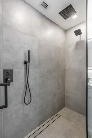 a bathroom with a shower