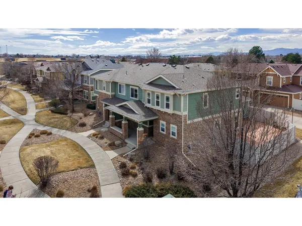 a aerial view of a house with a garden